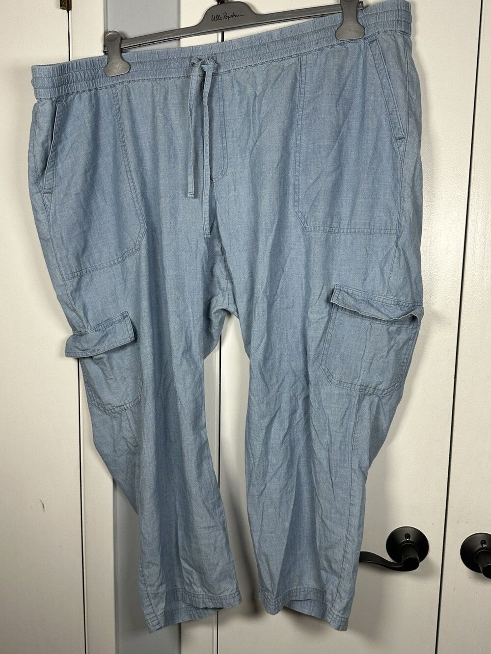 EUC Re-Imagined by J.Crew Linen Blend Cropped Cargo Pants WPlus Size 24